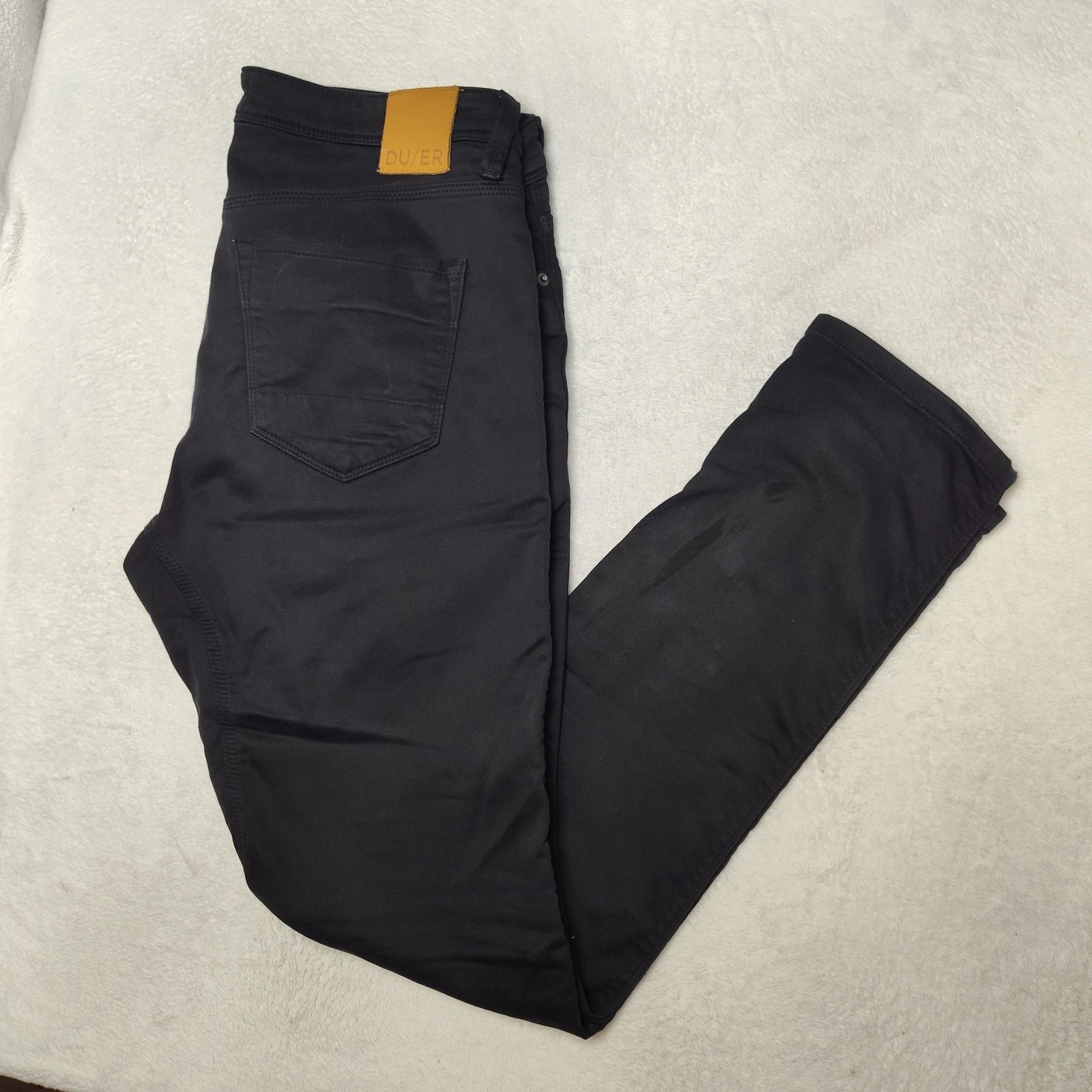Du/Er Jeans Men 34x34 Black No Swear Slim Stretch Denim 5-Pocket N2x Performance